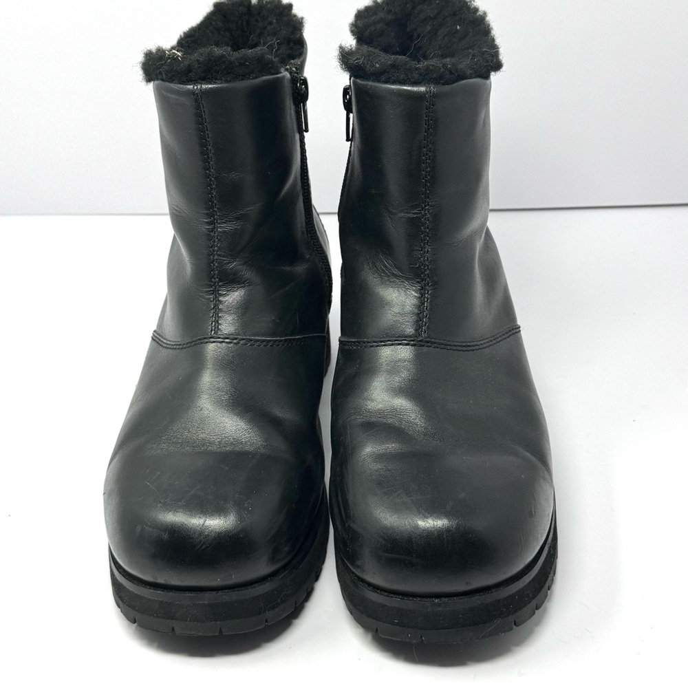 UGG Black Platform Combat Boots Side Zip Women Size 10 - Picture 2 of 6